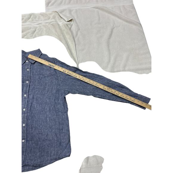 Untuckit Shirt Mens Sz XL Blue Slim Fit 100% Linen Button Up Long Sleeve *FLAW* - Picture 7 of 11